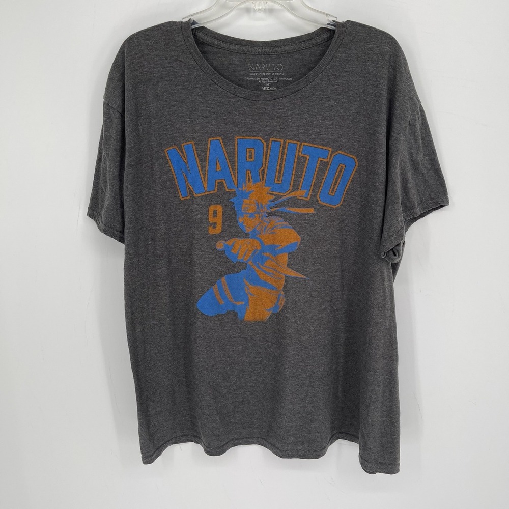Naruto Men's Gray Graphic Anime Shippuden Collection T-Shirt Plus Size XXL 2XL